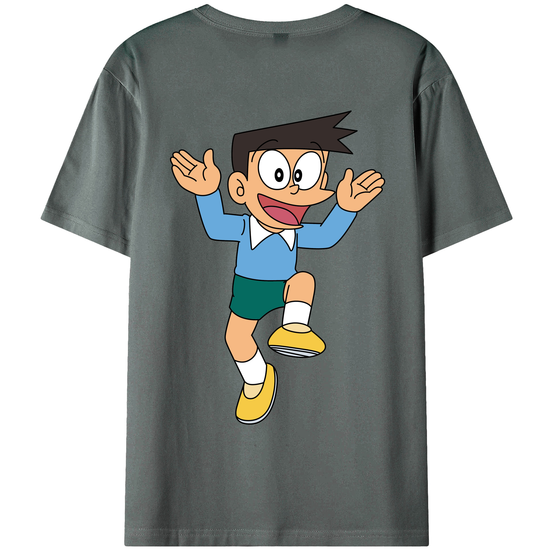 （画像用） ドラえもん 骨川 スネ夫 Doraemon Honekawa Suneo 綿100％ メンズ半袖Tシャツ（バックプリント） 通気性
